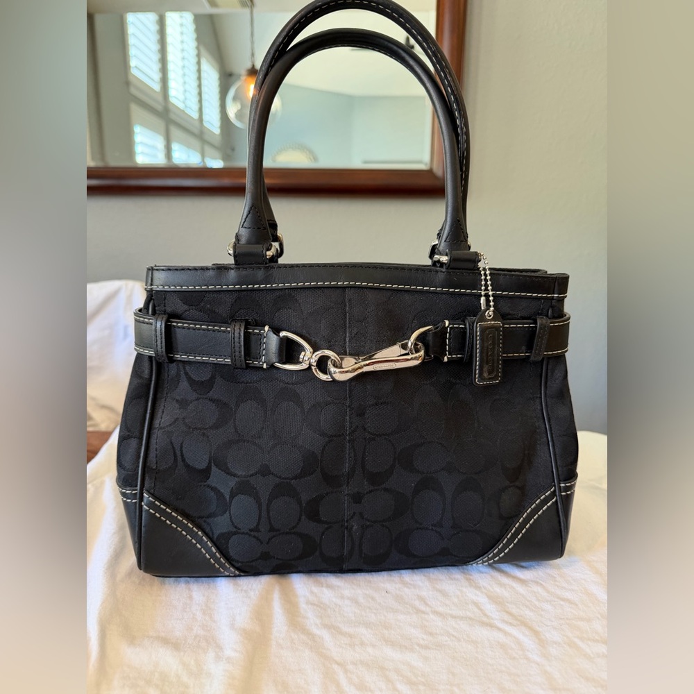 Vintage Coach Hampton Signature Canvas Belted Satchel - Like New